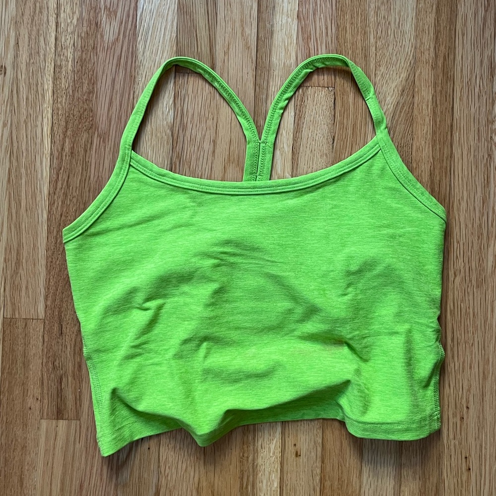 [SOLD] Beyond Yoga Spacedye Slim Racerback Cropped Tank - neon green